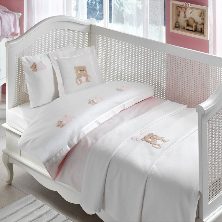 Детское постельное белье в кроватку с покрывалом Lovely Tivolyo Home (Розовый)