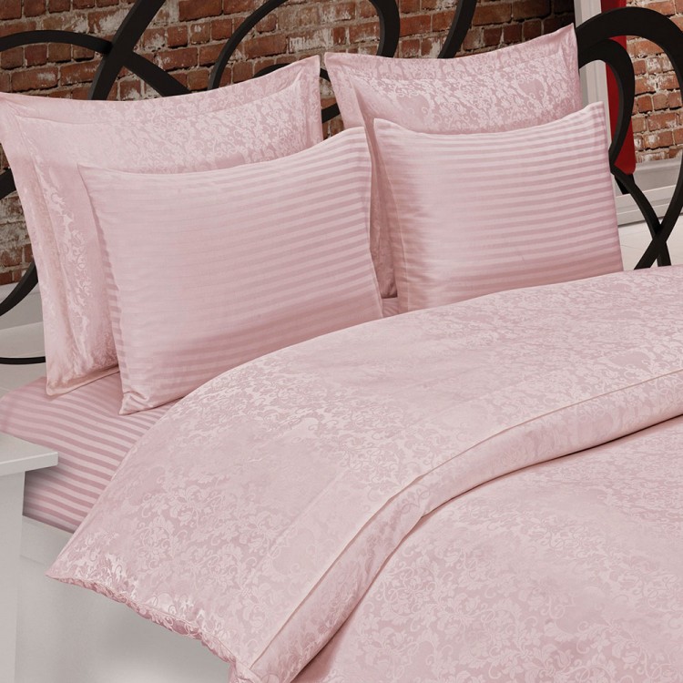 Жаккардовое постельное белье Gupursuz грязно-розовый евро