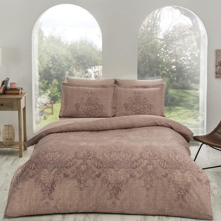 Коричневое постельное белье Romaine из сатина Deluxe от TAC