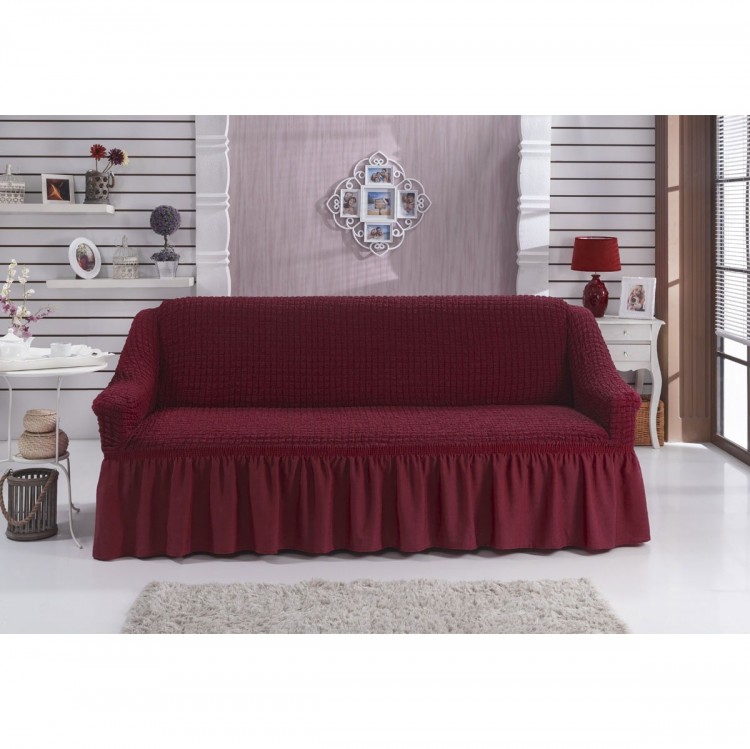 Чехол для дивана на резинке бордовый