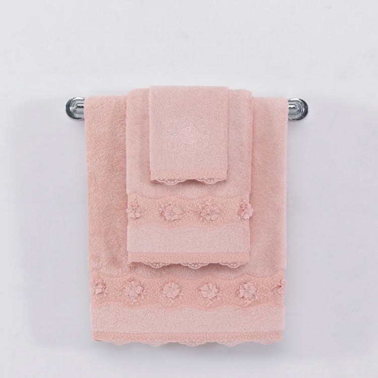 Лицевое махровое полотенце Yonca Soft Cotton (грязно-розовый)