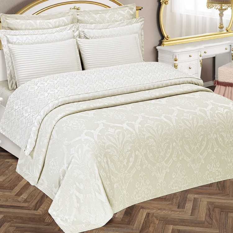 Комплект постельного белья с покрывалом Viscon Sonil кремового цвета от Maison Dor