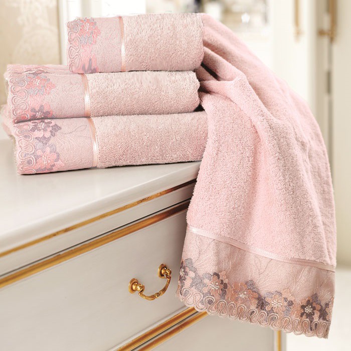 Банное махровое полотенце Lalezar от Soft Cotton (грязно-розовый)