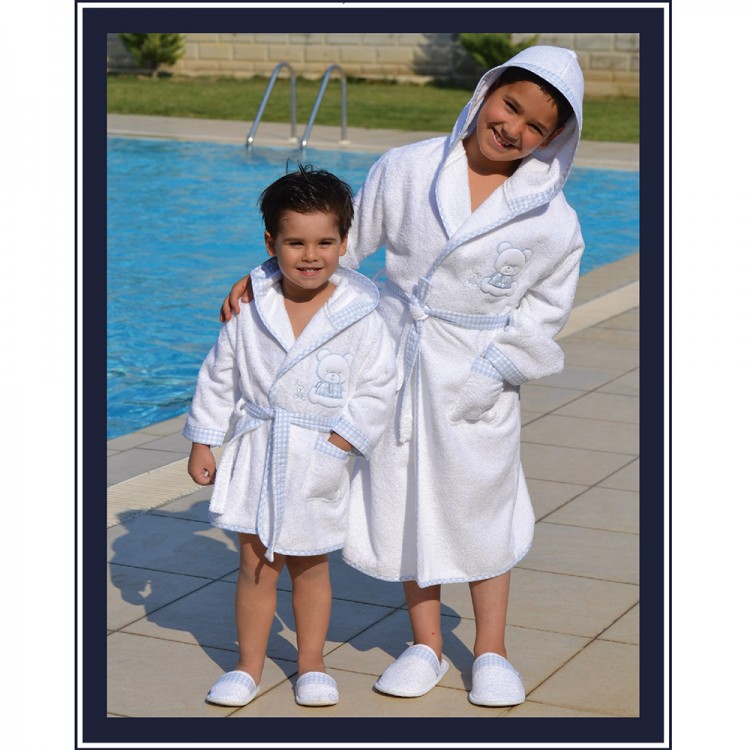 Детский махровый халат с капюшоном и тапочками для мальчика Alpha от Maison Dor