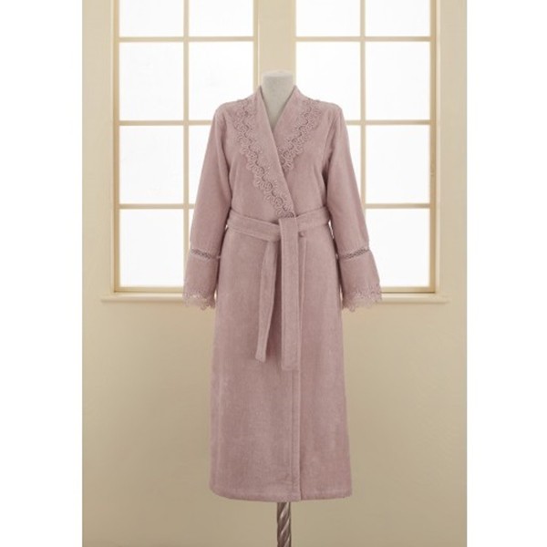 Женский махровый халат с кружевом Victoria от Soft Cotton (Лиловый)