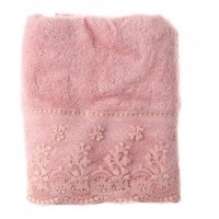 Банное махровое полотенце с кружевом Sessa от Maison Dor (Розовый)