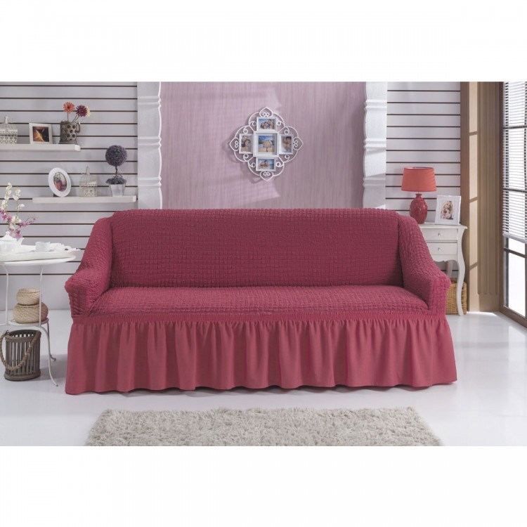 Чехол для дивана на резинке грязно-розовый