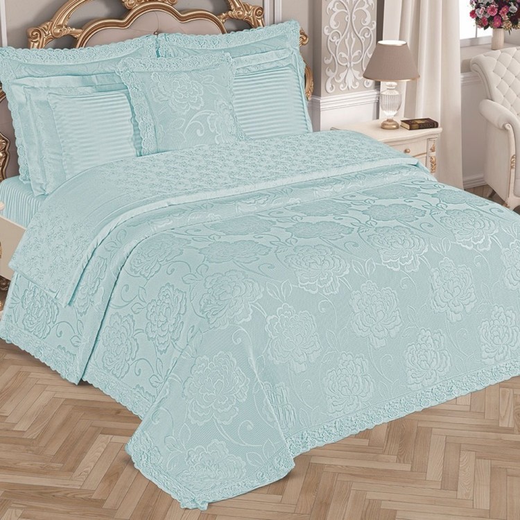 Комплект постельного белья с покрывалом Pamella бирюзового цвета от Maison Dor