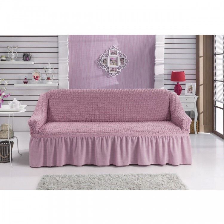 Чехол для дивана на резинке розовый