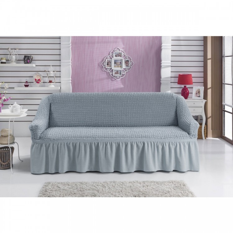 Чехол для дивана на резинке серый