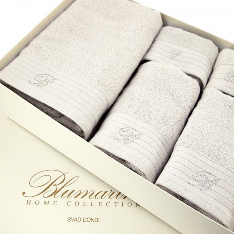 Набор серых махровых полотенец со стразами Crociera от Blumarine