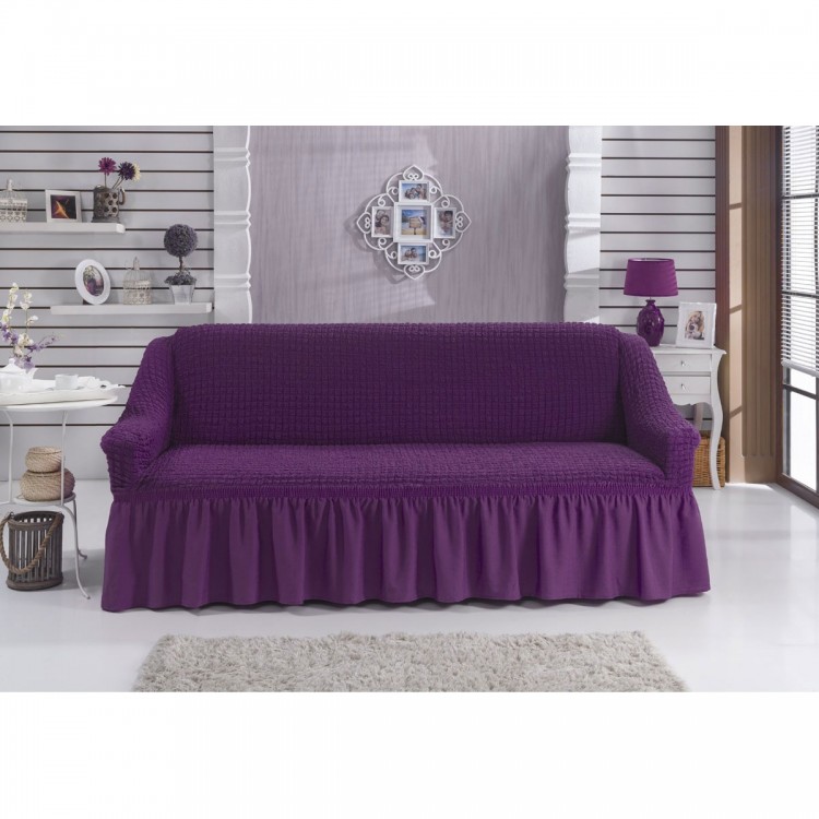 Чехол для дивана на резинке фиолетовый
