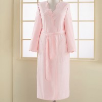 Женский махровый халат с вышивкой Melis Soft Cotton (Розовый)